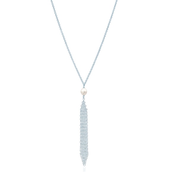 Tiffany Elsa Peretti mesh tassel pearl pendant necklace - Picture 1 of 7